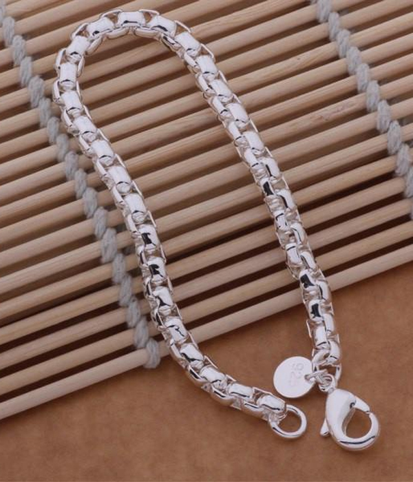 925 sterling silver plated chain bracelet