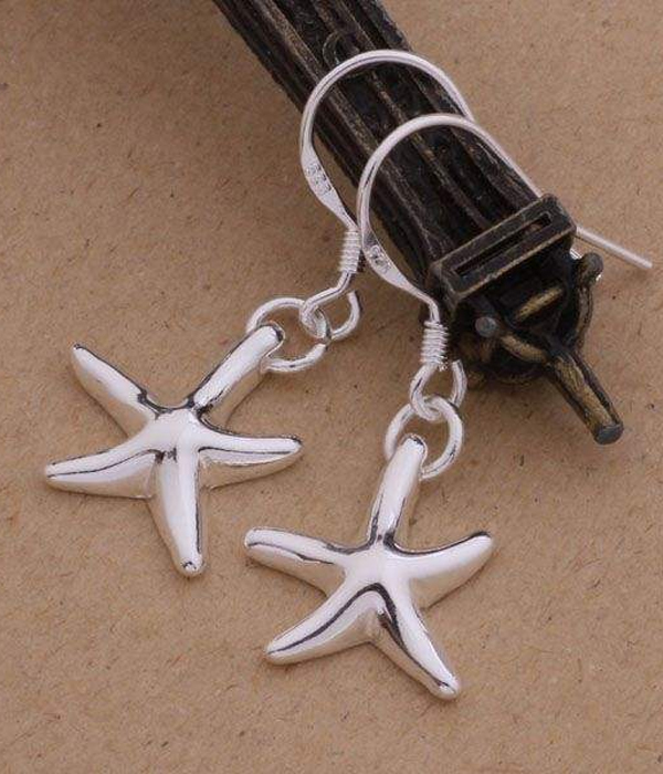 925 sterling silver plated starfish earring