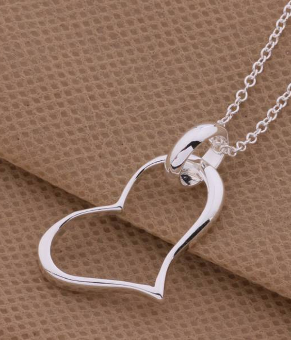 925 sterling silver plated heart pendant necklace