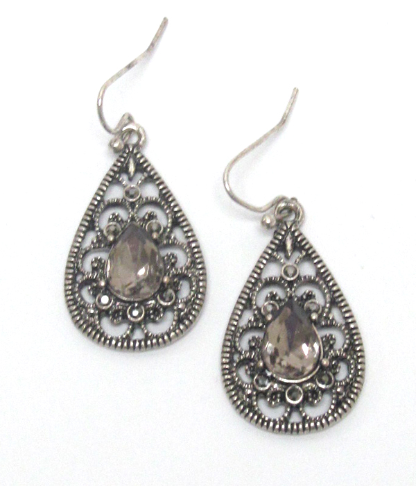 Crystal and metal drop earring