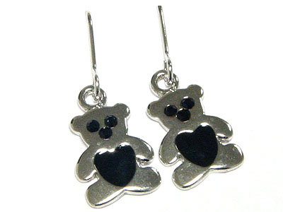 Made in korea whitegold plating enamel bear earring