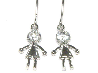 Made in korea whitegold plating crystal girl earring