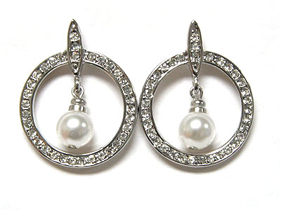 Crystal hoop and pearl drop earring - hoops