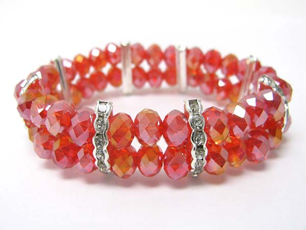 Two row crysta ljoint facet glass beads stretch bracelet 