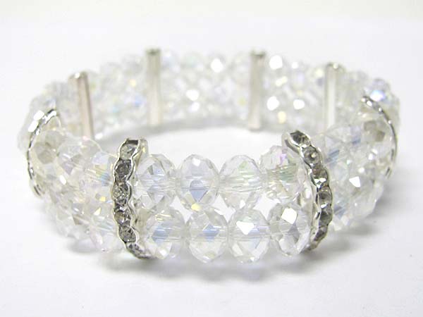 Two row crysta ljoint facet glass beads stretch bracelet 