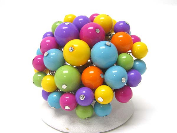 Multi color acryl ball cluster stretch band ring