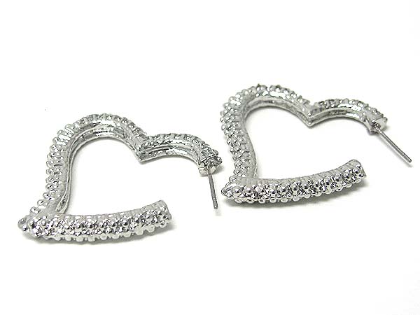 Metal stud open heart earring