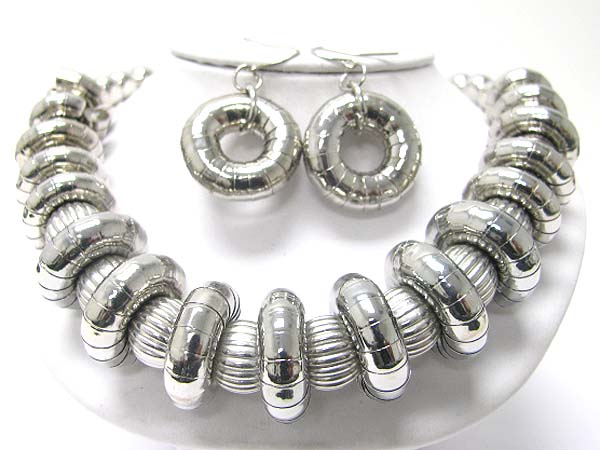 5 mm snake chain donut link necklace earring set