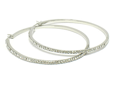 Crystal side hoop earring - hoops