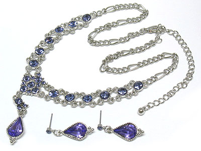 Austrian crystal tear drop necklace and earring set