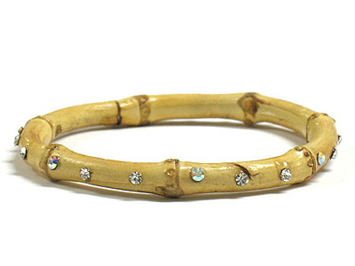 Crystal stud bamboo bangle