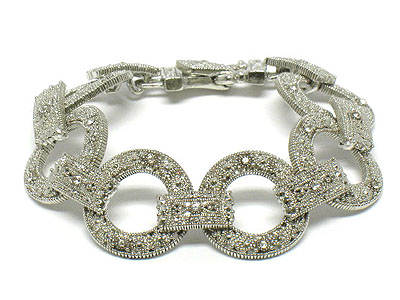 Designer style crystal and casting metal link bracelet