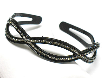 Double waved crystal line plastic headband