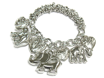 Multi elephant dangle stretch bracelet