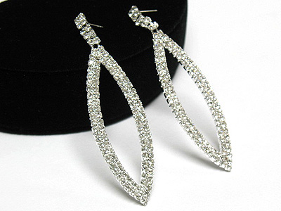 Rhinestone leaf shape earring