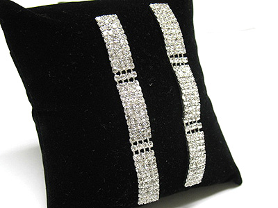 Rhinestone triple level long drop earring