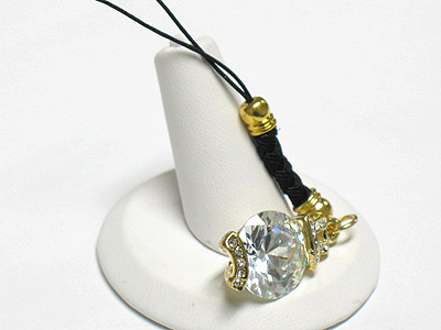 Cubic zirconia cellphone strap charm