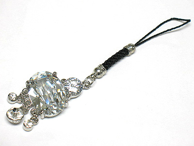 Cubic zirconia cellphone strap charm