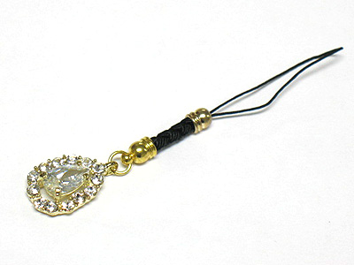 Cubic zirconia cellphone strap charm