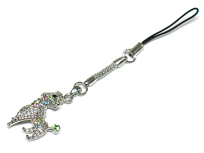 Crystal deco dog cellphone strap charm