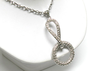 Crystal paved round link necklace