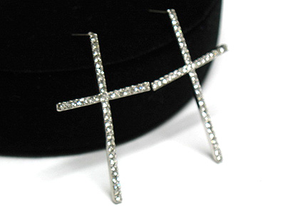 Rhinestone cross earring