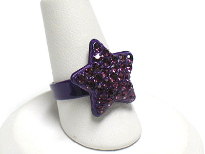 Adjustable size crystal stud color metal star necklace