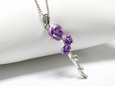 Made in korea whitegold plating rose necklace