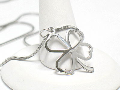 Made in korea whitegold plating four leaves clover necklace