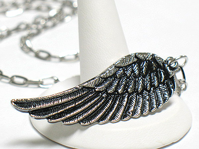 Burnish metal angel wing necklace