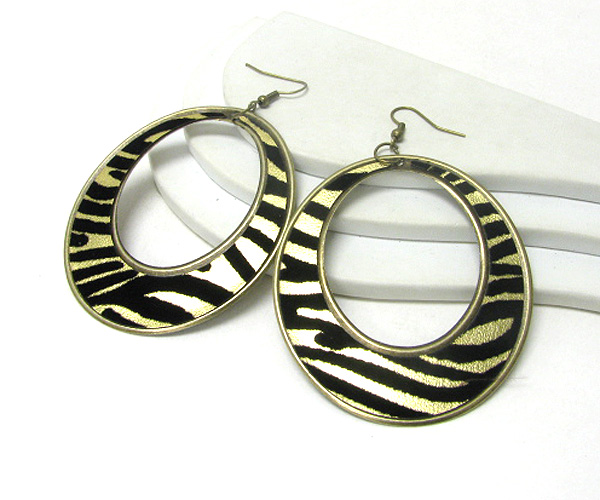 Animal print oval hoop earring - hoops