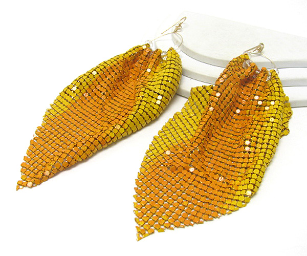 Extra large colored metal mesh earring