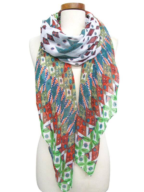 100% polyester falling diamonds spring scarf