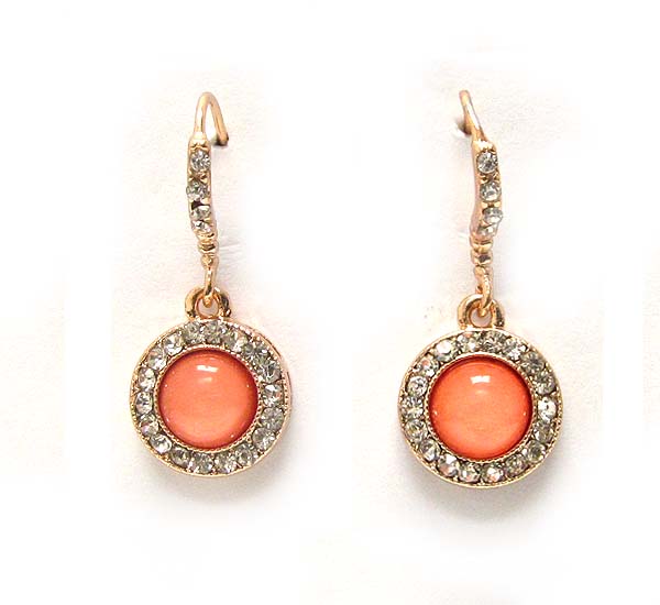 Crystal metal with round acryl stone earring