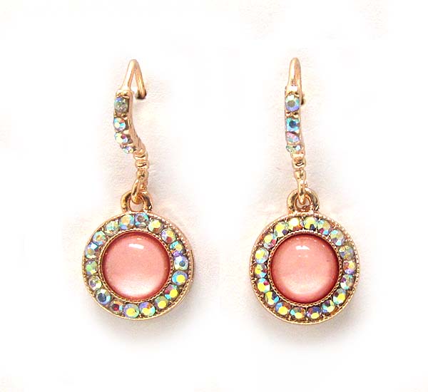 Crystal metal with round acryl stone earring