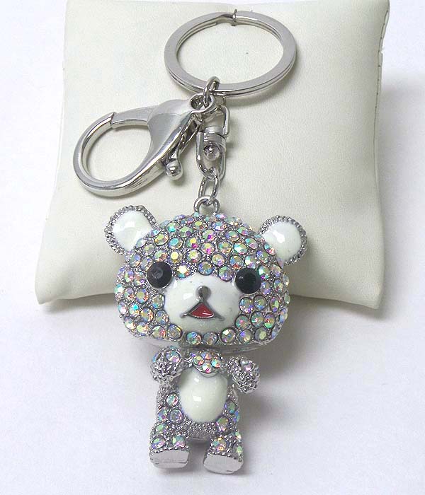 Crystal and epoxy puffy bear key chain