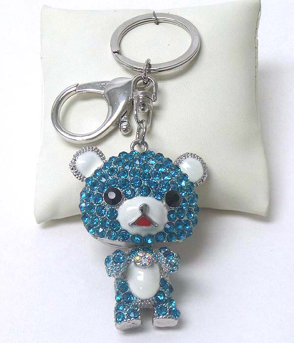 Crystal and epoxy puffy bear key chain