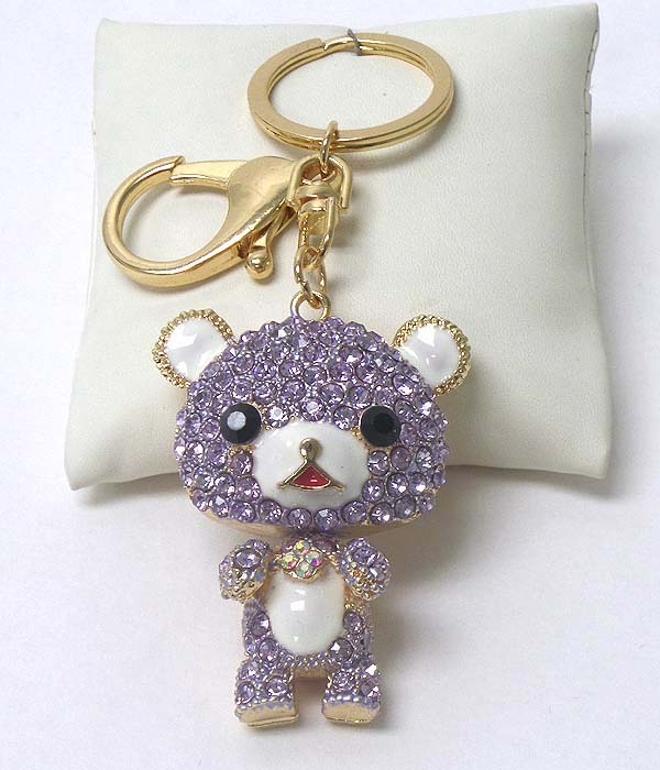 Crystal and epoxy puffy bear key chain