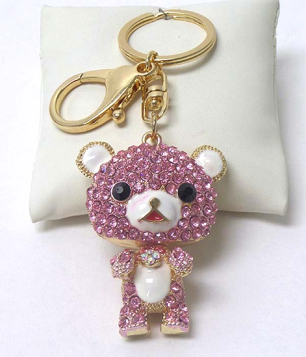 Crystal and epoxy puffy bear key chain