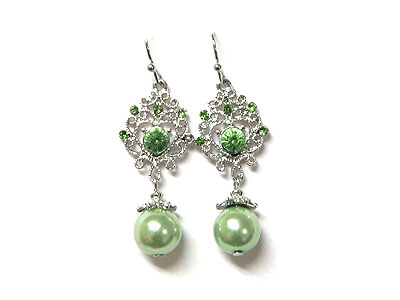 Crystal casting with pearl drop earring