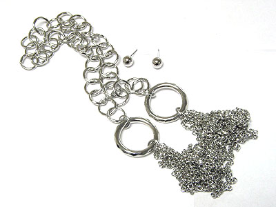 Multi metal link and chain necklace set