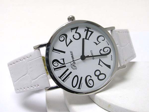 Genuine leather band slim round face boy friend watch