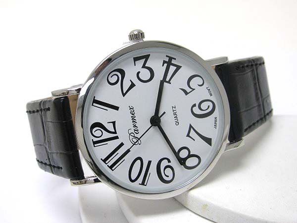 Genuine leather band slim round face boy friend watch