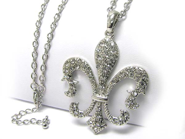 Crystal deco large fluer de lis necklace