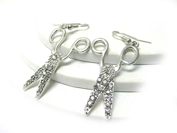 Crystal stud scissor earrings