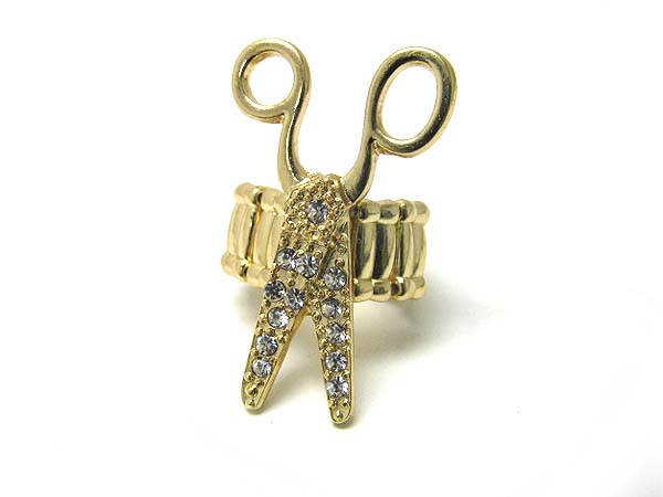 Crystal stud scissors stretch ring