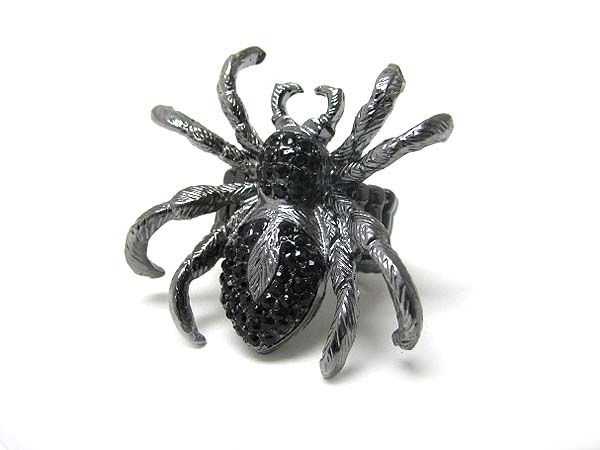 Crystal stud tarantula spider stretch ring