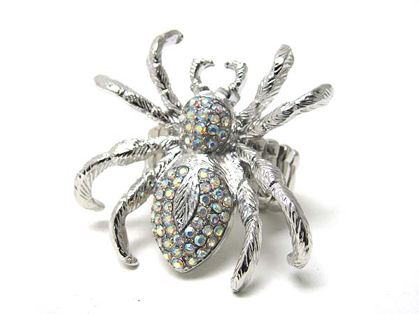 Crystal stud tarantula spider stretch ring