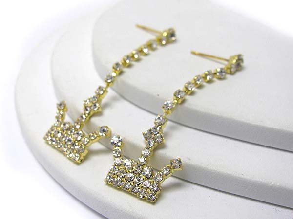 Crystal crown drop earring