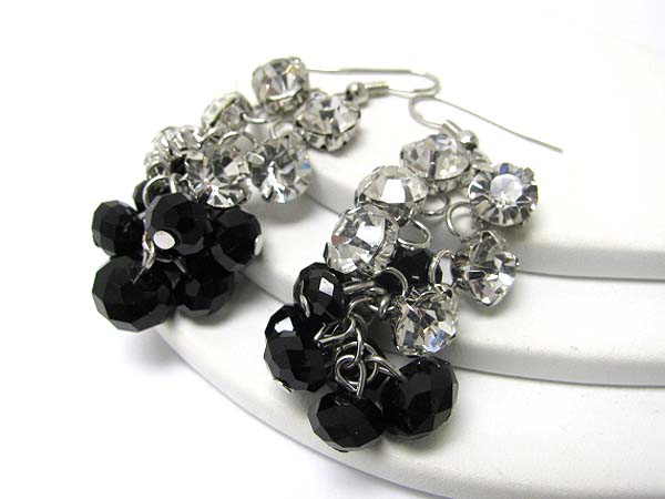 Large crystal and glass ball link drop earrings